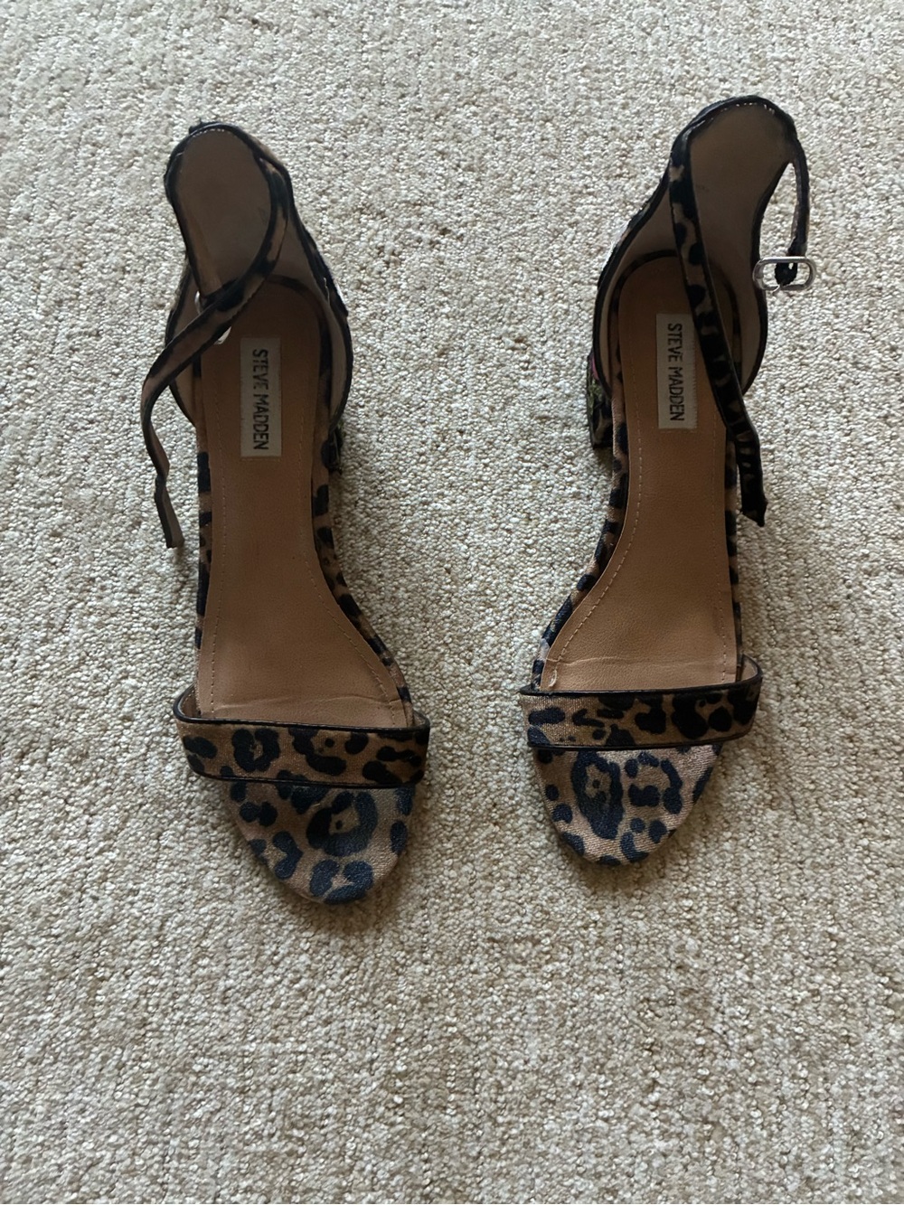 Steve Madden Leopard Print Open-Toe Slingback Heels - Brown/Black